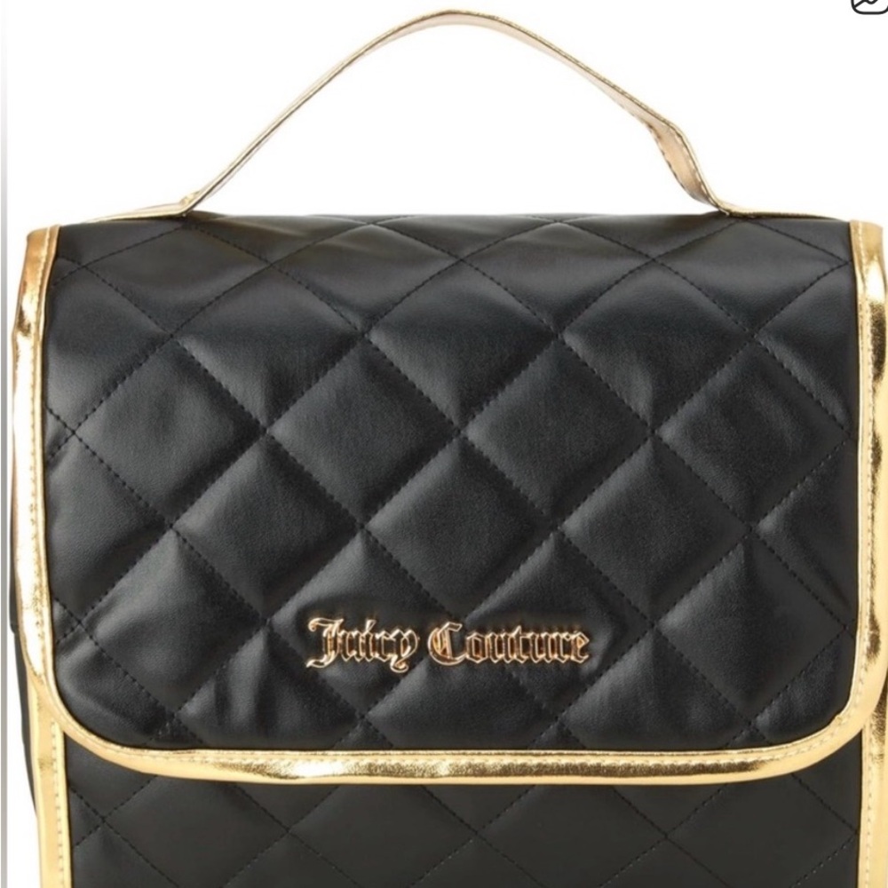 Juicy Couture Black and Gold Quilted Cosmetic & Toiletries Case